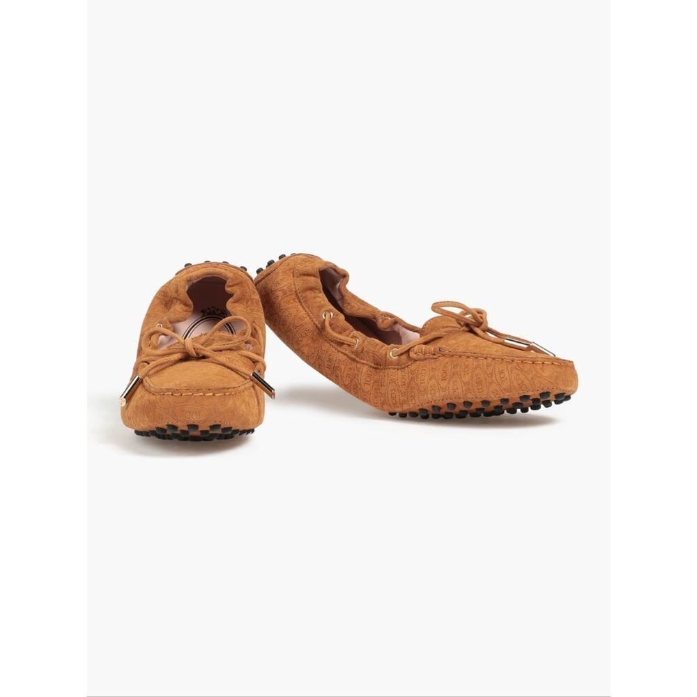 NWT Tod's Camel Embossed Leather Loafers 5.5